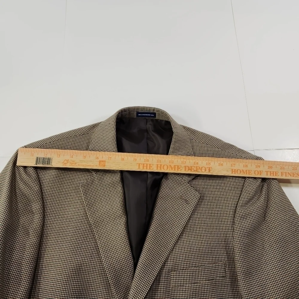 Stafford Essintials Mens Two Button Blazer Brown Sport Coat Suit Jacket Size 44L - Picture 10 of 12